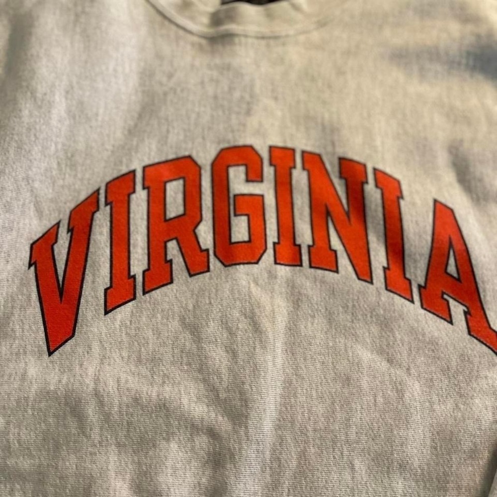 VTG Champion Reverse Weave Virginia Sweatshirt Mens Large Gray Orange Collegiate